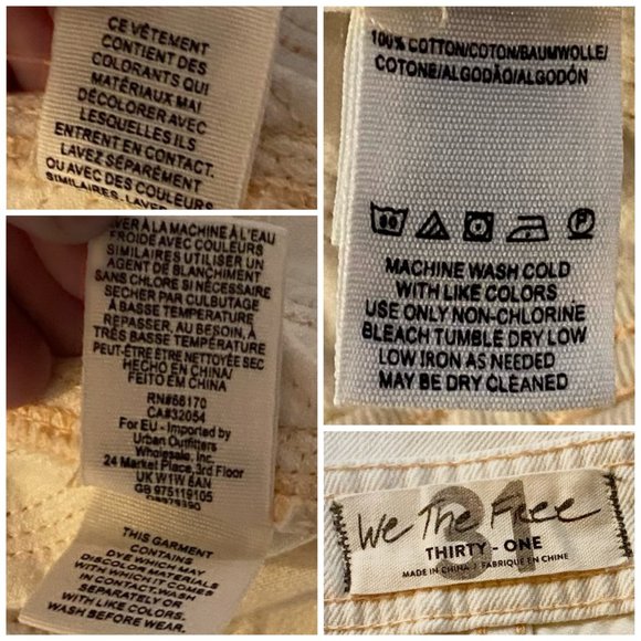 Free People, Over The Rainbow Cream, Wide Leg, High Rise, Jeans, 100% Cotton, 31 - Picture 13 of 13